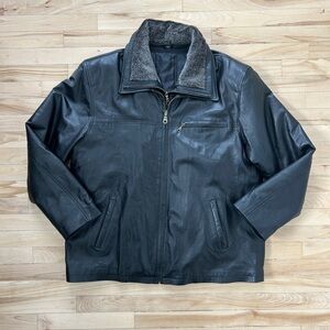 Men’s Black Leather Jacket – Size 4XL Condition: Like New (no tags)
